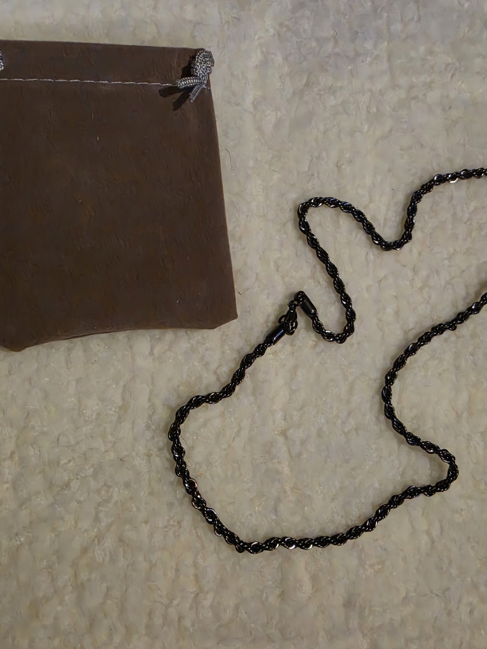 Black Twisted Rope Chain Necklace for Men